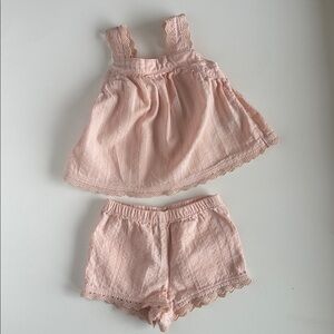 Carter’s Baby Pink Lace Trim Tank & Shorts Set
